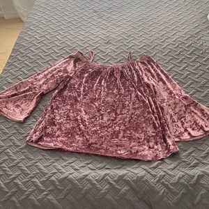 Rose Velvet Cold Shoulder Top Size XXL